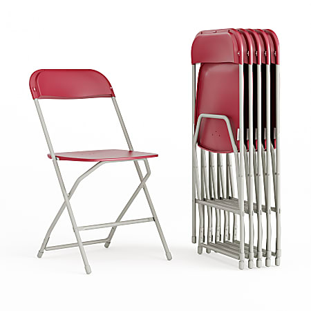 Flash Furniture Hercules Series Plastic Folding Chairs, Red, Set Of 6 Chairs