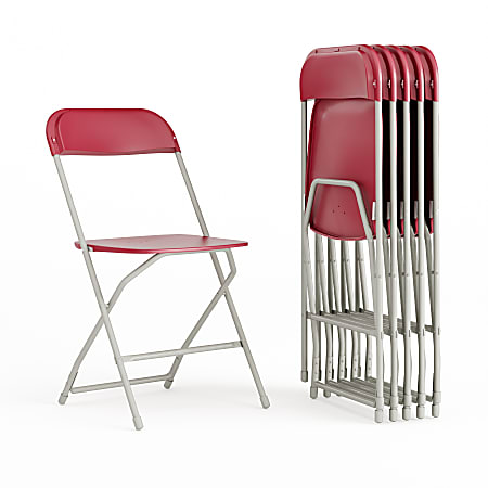 Flash Furniture Hercules Series Plastic Folding Chairs, Red,