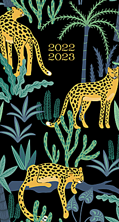 Willow Creek Press 2-Year Monthly Checkbook/Calendar, 3-1/2" x 6-1/2", Wild Leopard, January 2022 To December 2023