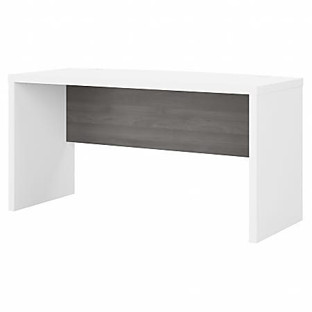 Office by Kathy Ireland® Echo 60"W Bow-Front Computer Desk, Pure White/Modern Gray, Standard Delivery