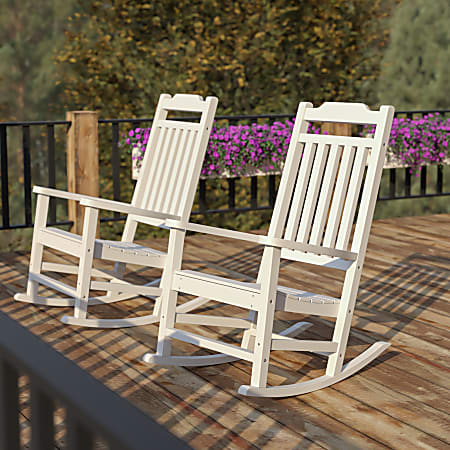 Flash Furniture Winston All Weather Rocking Chairs White Set Of 2