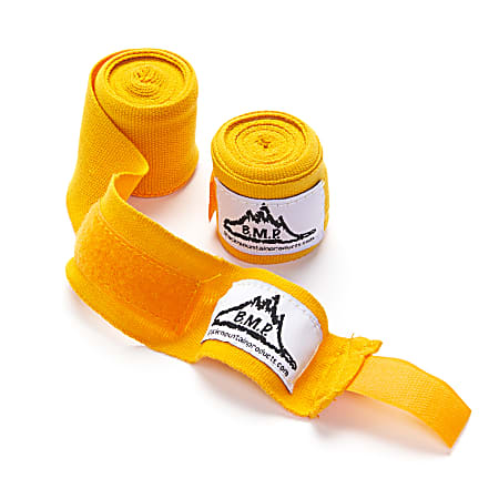Black Mountain Products Professional-Grade Boxing/MMA Hand Wrist Wraps, 140", Yellow, Pack Of 2