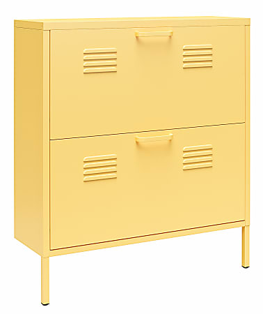 Ameriwood Home Novogratz Cache 2-Door Locker-Style Metal Shoe Storage Cabinet, 35-1/4"H x 31-1/2"W x 10-1/4"D, Yellow