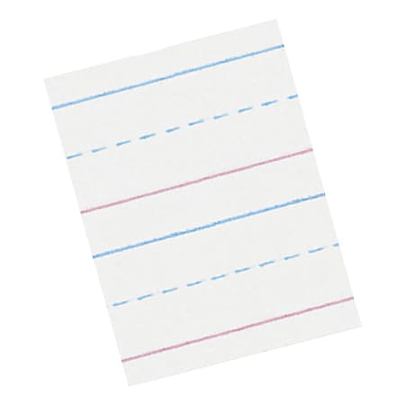 Zaner-Bloser Pacon Broken Midline Sulphite Paper - 500 Sheets - 0.63" Ruled - 10 1/2" x 8" - White Paper - 500 / Ream