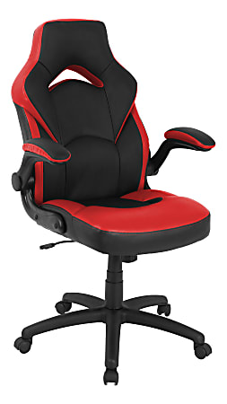 Lorell® Bucket High-Back Gaming Chair, Red/Black