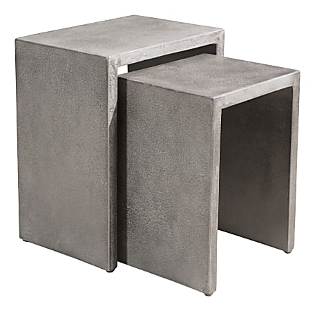 Zuo Modern Mom Nesting Side Tables, Square, Cement, Set Of 2 Tables