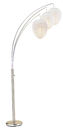 Adesso® Belle Arc Floor Lamp, 82"H, White/Silver