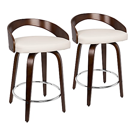 Lumisource Grotto Counter Stools, Cherry/White, Set Of 2 Stools