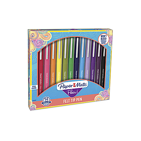 Paper Mate® Flair Pens, Fine Point, Assorted Colors, Pack Of 14 Pens