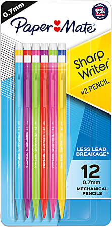 Paper Mate® SharpWriter Mechanical Pencils, #2 HB Lead, 0.7 mm, Assorted Barrel Colors, Pack Of 12 Pencils