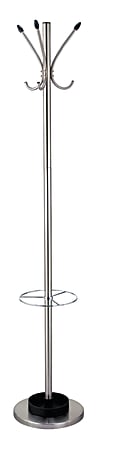 Adesso® Umbrella Stand Coat Rack, 68"H x 13"W x 13"D, Brushed Steel