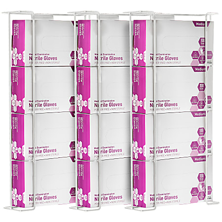 Alpine Quadruple-Box Wire Glove Dispensers, 20”H x 10-3/4”W x 3-13/16”D, White, Pack Of 3 Dispensers