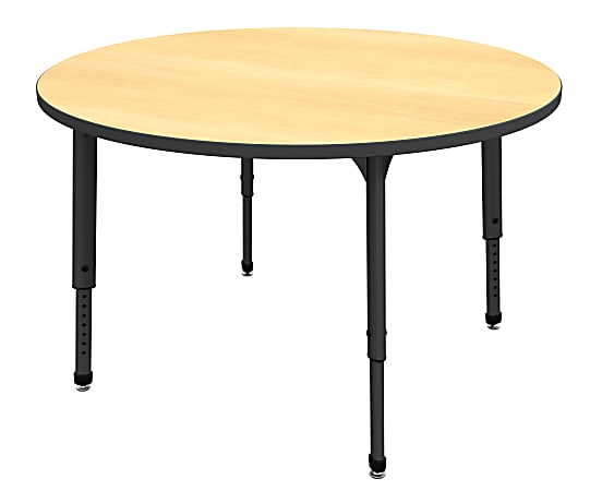 Marco Group™ Apex™ Series Round Adjustable Tables, 30"H x 48"W x 48"D, Maple/Black