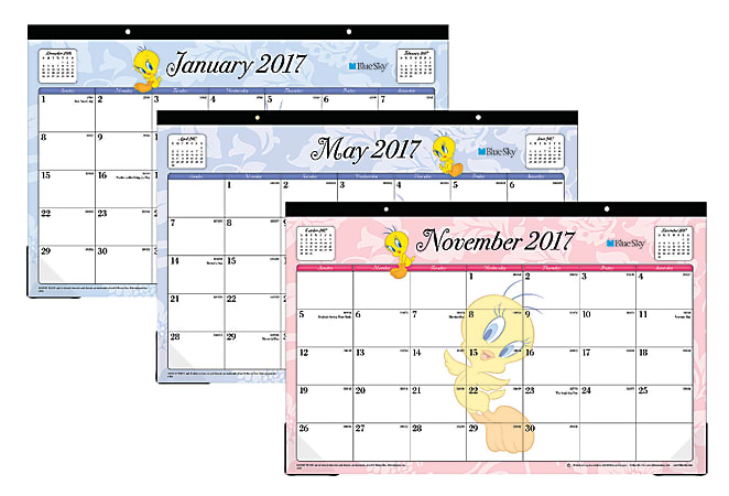 Blue Sky® 50% Recycled Desk Pad Calendar, 17" x 11", Looney Tunes®, January-December 2017