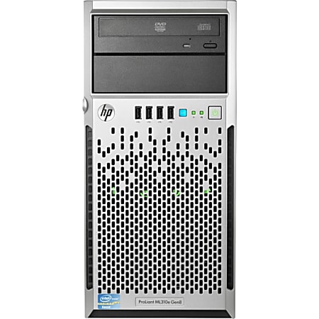 HP ProLiant ML310e G8 4U Micro Tower Server - 1 x Intel Xeon E3-1220 v3 Quad-core (4 Core) 3.10 GHz - 4 GB Installed DDR3 SDRAM - Serial ATA/600 Controller - 0, 1, 10 RAID Levels - 350 W