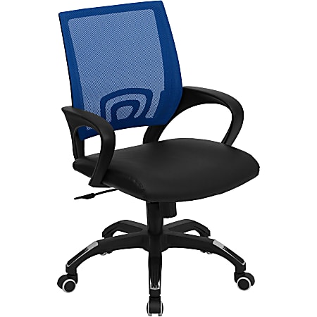 Flash Furniture Mesh/Leather Mid-Back Swivel Task Chair, Blue/Black