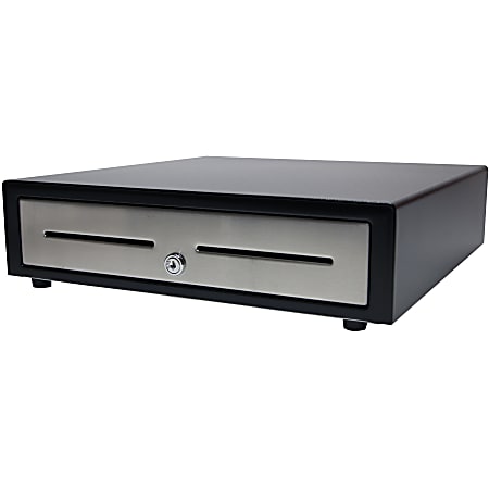 APG Cash Drawer Vasario Series Cash Drawer, 5 Bill, 5 Coin, 2 Media SlotPrinter Driven, Black, 4.3"H x 16.2"W x 16.3"D