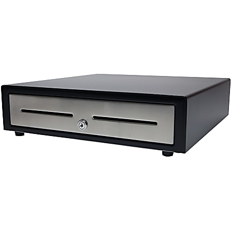 APG Cash Drawer Vasario Series Cash Drawer - 5 Bill - 5 Coin - 2 Media SlotPrinter Driven - Black - 4.3" Height x 16.2" Width x 16.3" Depth