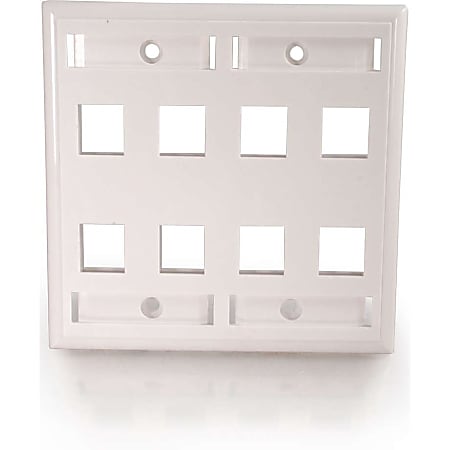 C2G Premise Plus Multimedia Keystone Wall Plate - Mounting plate - white - 2-gang - 8 ports