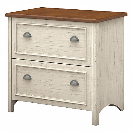 Bush Business Furniture Fairview 32"W Lateral 2-Drawer File Cabinet, Antique White/Tea Maple, Standard Delivery