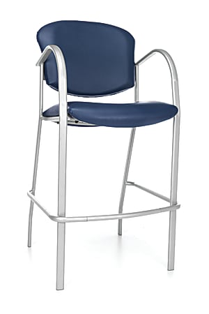 OFM Danbelle Series Anti-Bacterial Café-Height Chair, Navy/Silver, Set Of 2