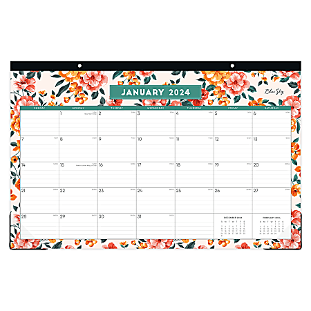 2024 Blue Sky™ Jessica Monthly Desk Pad Planning Calendar, 17" x 11", January to December