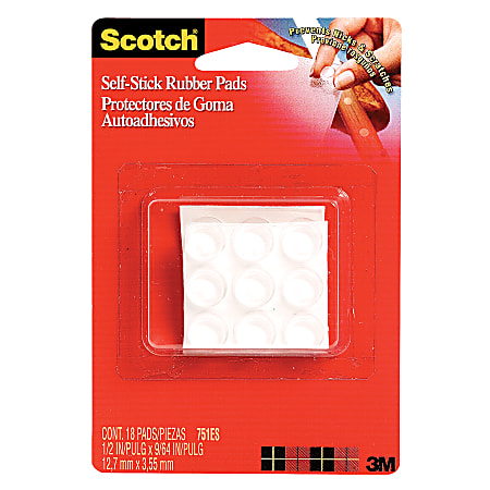 Scotch® Self-Stick Rubber Pads, Clear, 1/2", Pack Of 18