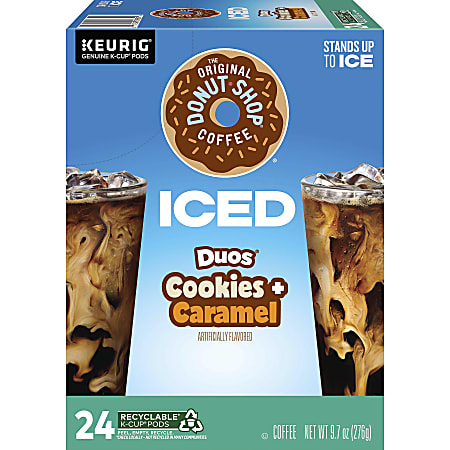 The Original Donut Shop® K-Cup Iced Duos Cookies & Caramel Medium Roast Coffee K-Cups, Box Of 24 K-Cups