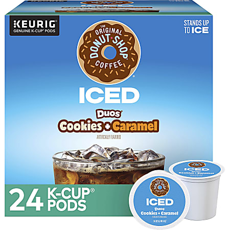 The Original Donut Shop&reg; K-Cup Iced Duos Cookies &amp; Caramel Medium Roast Coffee K-Cups, Box Of 24 K-Cups