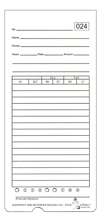 Acroprint ATR480 Weekly/Bi-Weekly/Monthly Time Cards, 2-Sided,