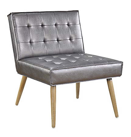 Ave Six Amity Tufted Accent Chair, Sizzle Pewter/Light Brown/Gold