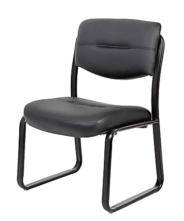Boss Office Products LeatherPlus Bonded Leather Guest Chair Black