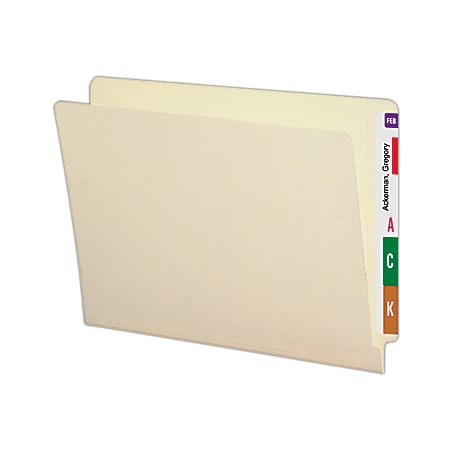Smead® End-Tab Folders, Straight Cut, Letter Size, 100% Recycled, Manila, Pack Of 100