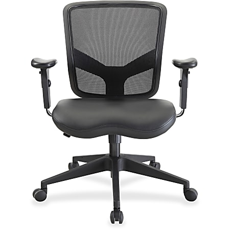 Lorell® Executive Ergonomic Bonded Leather/Mesh Mid-Back Chair, Black