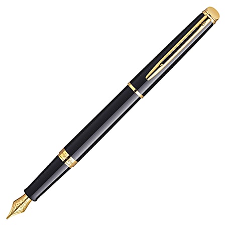 Waterman® Hemisphere Fountain Pen, Fine Point, Black/Gold Barrel, Black Ink