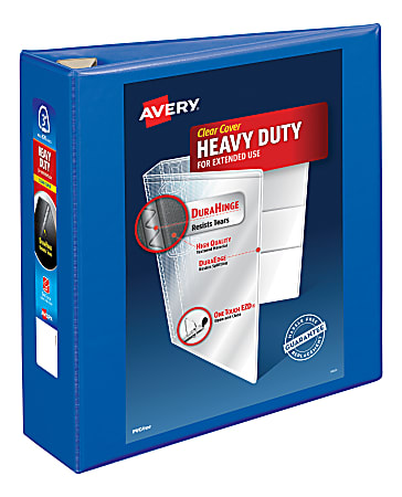 Avery® Heavy-Duty View 3-Ring Binder With Locking One-Touch EZD™ Rings, 3" D-Rings, 39% Recycled, Pacific Blue