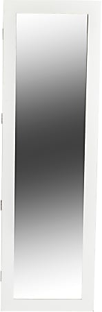 Mind Reader Slim Locking Jewelry Cabinet, 47”H x 14-1/2”W x 3-7/16”D, White