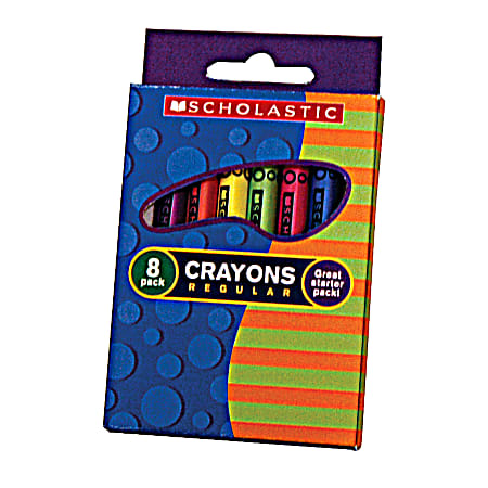 Scholastic Standard Crayons, Assorted Colors, Pack Of 8