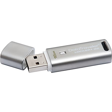 Kingston 16GB Locker G2 USB 2.0 Flash Drive 16 GB USB 2.0 10 MBs Read Speed MBs Write Speed 5 Year Warranty - Office Depot