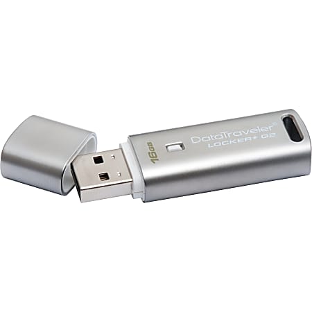 Kingston 16GB DataTraveler Locker+ G2 USB 2.0 Flash Drive - 16 GB - USB 2.0 - 10 MB/s Read Speed - 5 MB/s Write Speed - 5 Year Warranty