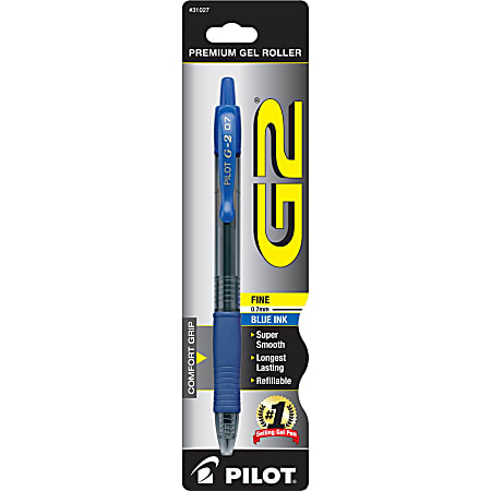 Pilot G2 Retractable Gel Ink Rollerball Pens - Fine Pen Point - 0.7 mm Pen Point Size - Refillable - Retractable - Blue Gel-based Ink - Translucent Barrel - 1 Each