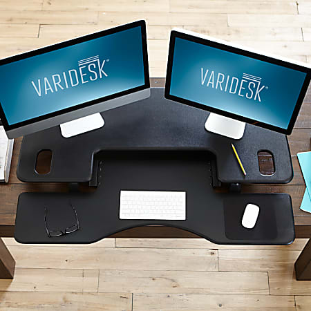 VariDesk ProPlus Manual Standing Desk Riser 17 12 H x 48 W x 24 D Black Office Depot