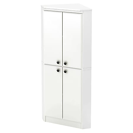 South Shore Morgan 4-Door Corner Armoire, 62-1/4”H x 28-3/4”W x 20-1/2”D, Pure White