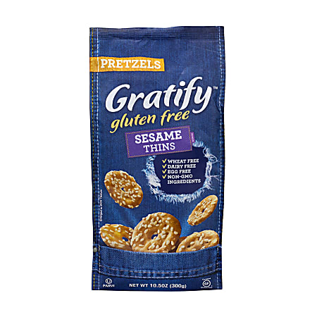Gratify Gluten-Free Sesame Pretzel Thins, 10.5 oz, 6 Pack