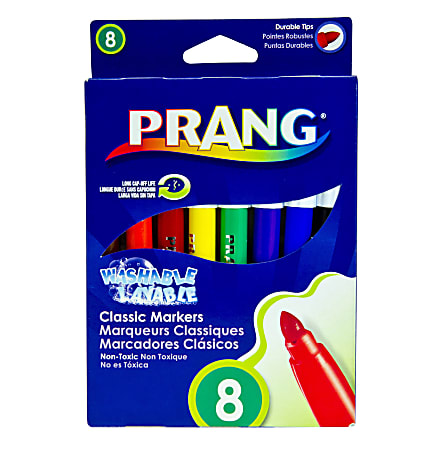 Prang® Classic Color Washable Art Markers, Conical Tip, Assorted Colors, Pack Of 8