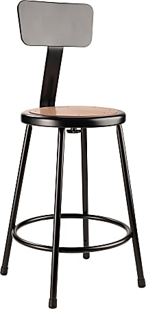 National Public Seating Hardboard Stool With Back, 24"H, Black