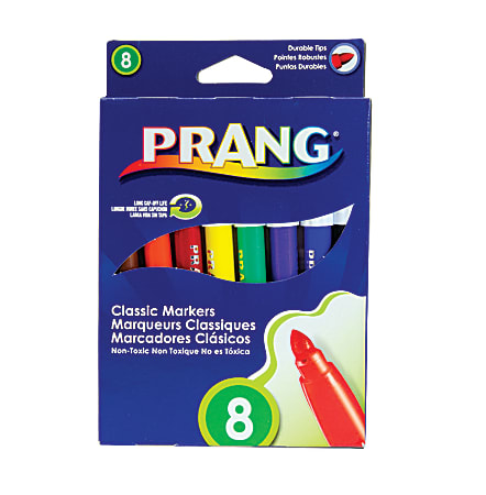 Prang® Classic Color Art Markers, Assorted Classic Colors, Conical Tip, Box Of 8