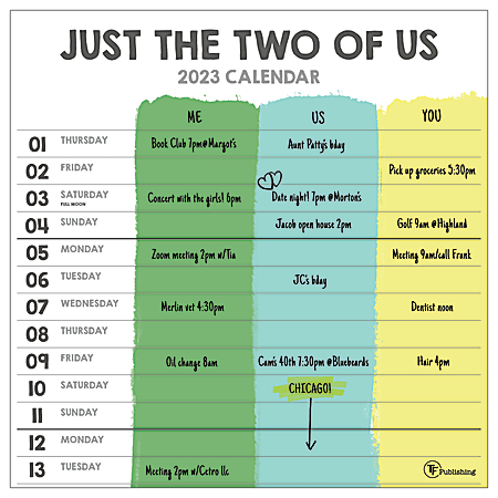 TF Publishing Traditional Monthly Wall Calendar, 12" x 12", The 2 Of Us, January To December 2023