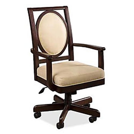 Cole Office Cicada Desk Chair With Arms, 41 3/4"H x 23 1/2"W x 23 1/2"D, Java Frame, Ivory Fabric