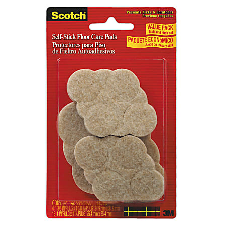 Scotch® Self-Stick Floor Care Pads, Assorted Sizes, Pack Of 20